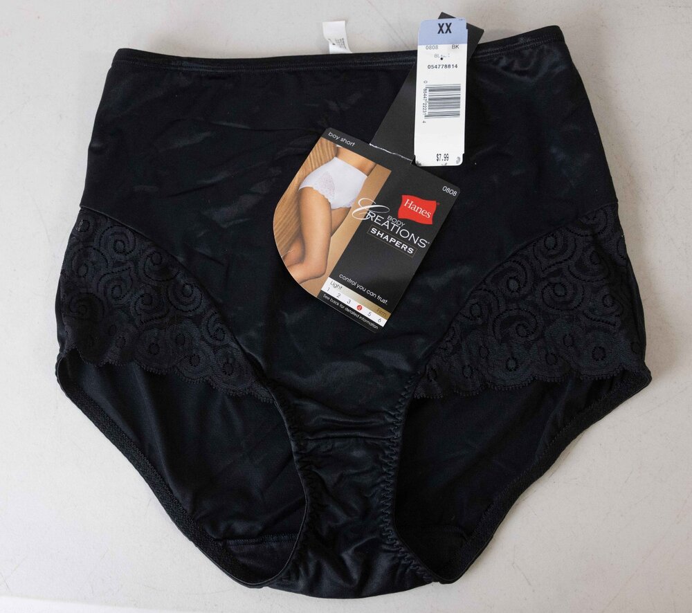 NWT Hanes Body Creations Shapers Boy Short Shapewear Black Light Size XXL